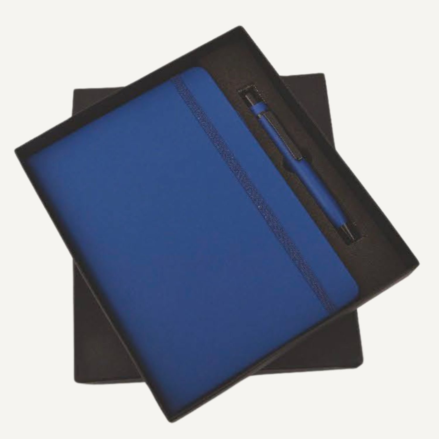 sr-140-blue-elastic-metal-pen-a5-diary.jpg Blue Elastic Metal Pen & A5 Diary Set - Image 1