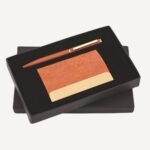 Brown Leather Pen & Cardholder Set