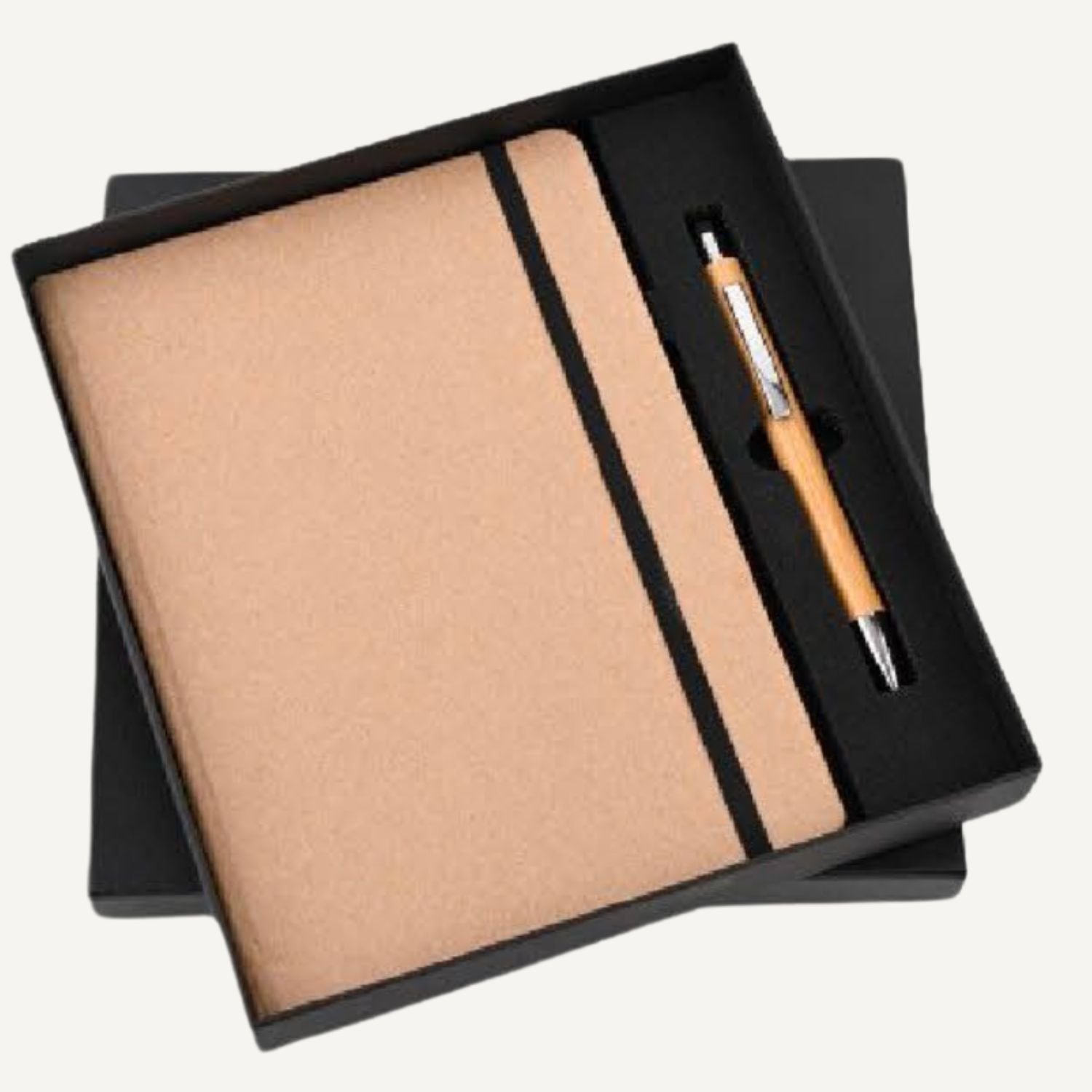 sr-269-eco-elastic-diary-pen-set.jpg Eco Elastic Diary & Metal Pen Set - Image 1