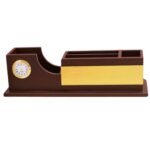 Classic Wooden Desk Organizer Clock