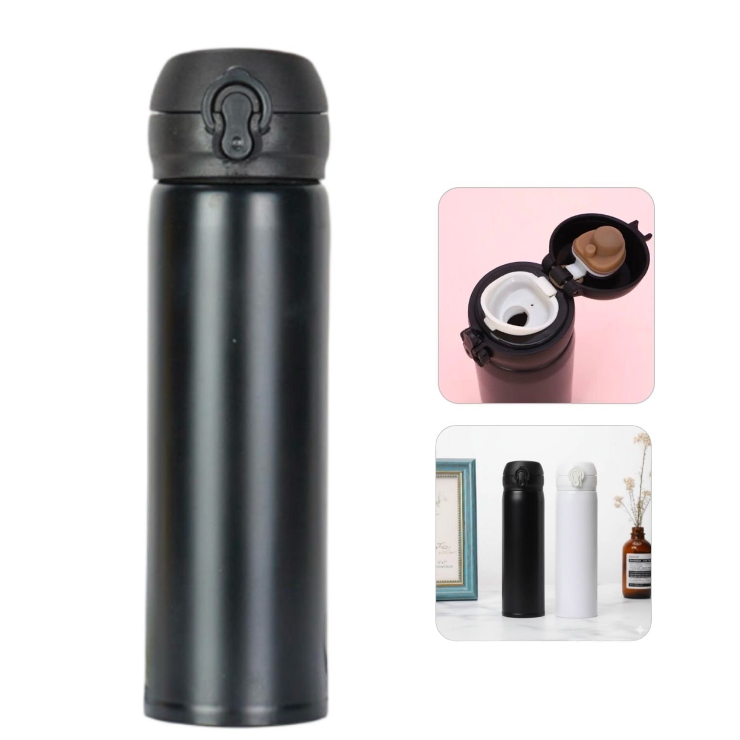 matte-black-flask-bottle Matte Black Flask Bottle - Image 1