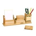 Multi Section Wooden Desk Organizer