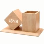 Rotating Wooden LED Clock Stand