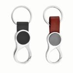 Round Leather Metal Keychain