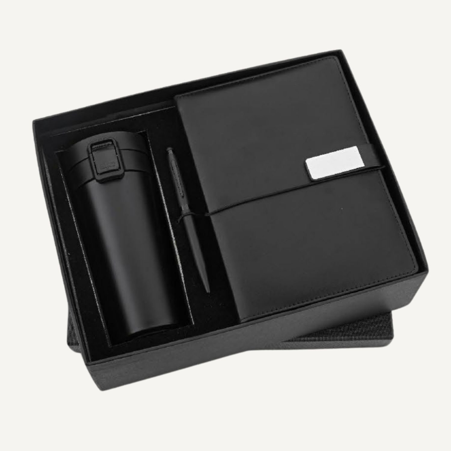 sr-288-economical-3in1-black.jpg Economical 3-in-1 Flask Gift Set – Black - Image 1