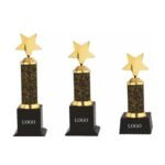 Triple Star Column Trophy Gold