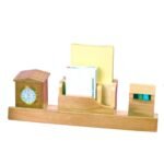 Wooden Desk Organizer with Clock
